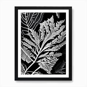 Rue Leaf Linocut 2 Art Print