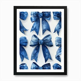 Blue Lace Bows 2 Pattern Art Print