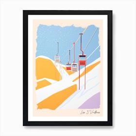 Poster Of Les 3 Vallees   France, Ski Resort Pastel Colours Illustration 0 Art Print