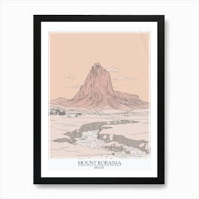 Mount Roraima Venezuela Brazil Color Line Drawing 5 Poster Art Print