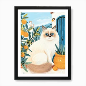 Birman Cat Storybook Illustration 1 Art Print