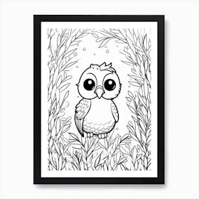 Line Art Jungle Animal Macaw 1 Art Print