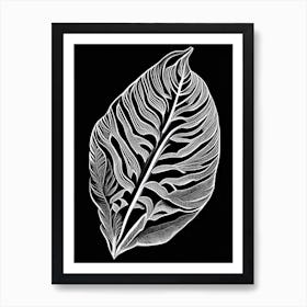 Plantain Leaf Linocut 1 Art Print