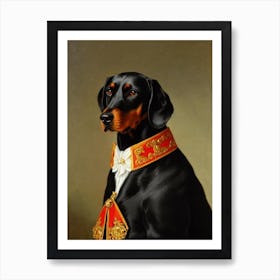 Black And Tan Coonhound Renaissance Portrait Oil Painting Art Print