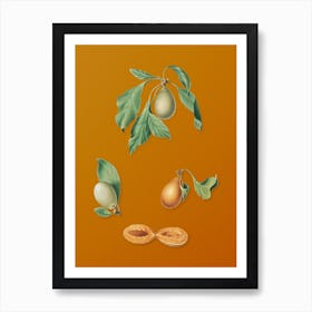 Vintage Prune Botanical on Sunset Orange Art Print