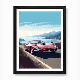 A Ferrari 250 Gto In The Pacific Coast Highway Car Illustration 4 Art Print