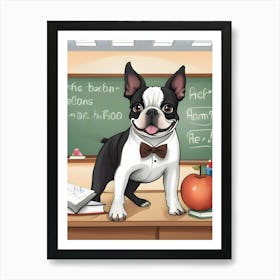 French Bulldog In School-Reimagined Art Print