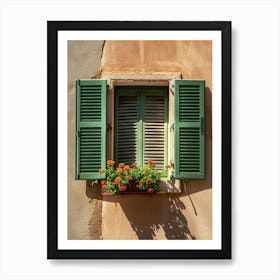 Green Shutters On A Window 1 Art Print