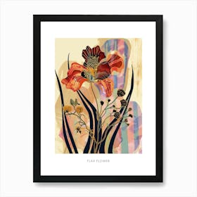 Colourful Flower Illustration Poster Flax Flower 3 Art Print