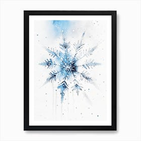 Diamond Dust, Snowflakes, Minimalist Watercolour 3 Art Print