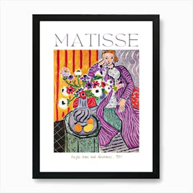 Henri Matisse Purple Robe and Anemones 1937 in HD Poster Print Labelled and Signed - Vibrant Colorful Feature Wall Decor Fully Remastered Art Print