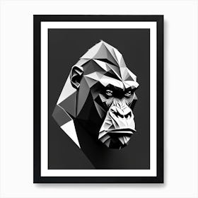 Angry Gorilla Gorillas Black & White Geometric 1 Art Print