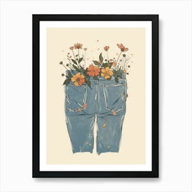 Botanical Denim Trousers Art Print
