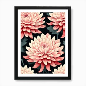 Pink Chrysanthemums Art Print