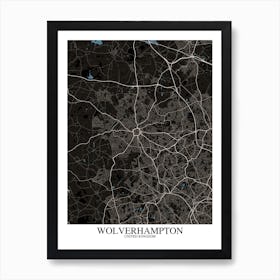 Wolverhampton Black Blue Art Print