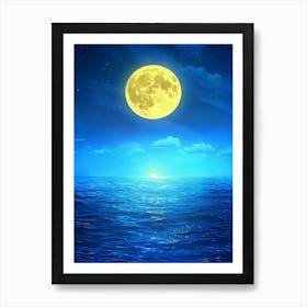 Full Moon Over The Ocean Art Print