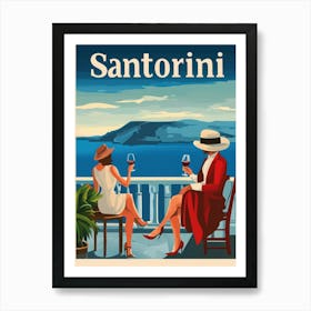 Aihrgdesign A Mid Century Modern Travel Poster For Santorini Art Print