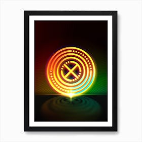 Neon Geometric Glyph Abstract in Watermelon Green and Red on Black n.0362 Art Print