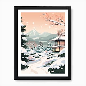 Retro Winter Illustration Nagano Japan 2 Art Print