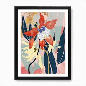 Colourful Flower Illustration Columbine 4 Art Print