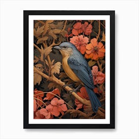 Dark And Moody Botanical Eastern Bluebird 1 Art Print