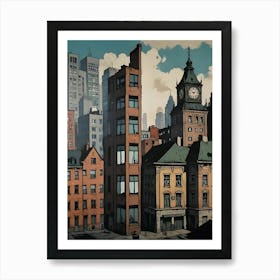 "Cityscape Serenity: A Comic Book Panel by Chris Ware" Art Print