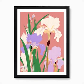 Irises Flower Big Bold Illustration 4 Art Print