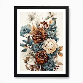 Bouquet Of Flowers Pine cone Art Print