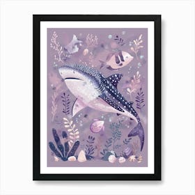 Purple Whale Shark Illustration 3 Art Print