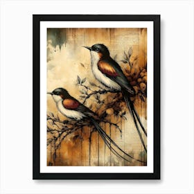 Birds On A Branch Art Print