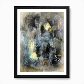 NIGHTSCAPE - Moody Abstract Painting with primary colours,  Yellow, Red, Blue by "Colt x Wilde" Art Print