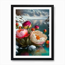 Flowers In The Snow Art Print