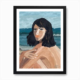 Femme à la Plage affiche minimaliste pour salon