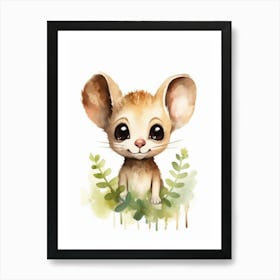Watercolour Jungle Animal Fossa 1 Art Print