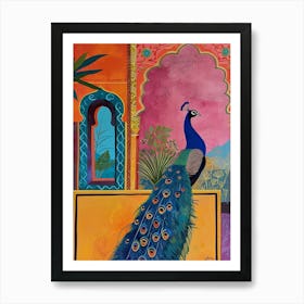 Peacock In A Palace Painting Art Print