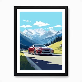 A Nissan Gt R In The Route Des Grandes Alpes Illustration 2 Art Print