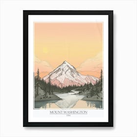 Mount Washington Usa Color Line Drawing 1 Poster Art Print