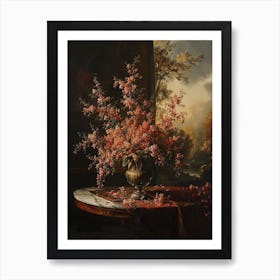 Baroque Floral Still Life Coral Bells 3 Art Print