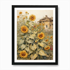 Sunflowers In The Garden Art Print