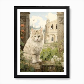 Cat In Front Of A Medieval Castle 4 Art Print