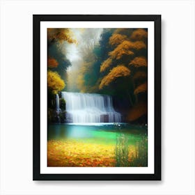 Waterfall In Autumn Art Print