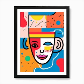 Geometric Coffee Face 3 Art Print