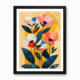 Flowers On A Yellow Background Art Print