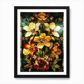 Colorful Stained Glass Flowers 14 Art Print