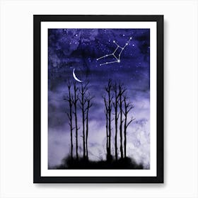 Night Sky With Stars And Trees - Starry Night and Moon #8 Art Print