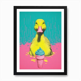 Ice Cream Pink & Blue Duck Art Print