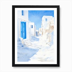 Watercolor Of A Greek Village 2 Art Print