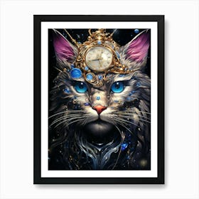 Clock Cat Art Print