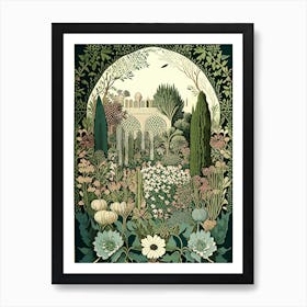 Gardens Of Alhambra, Spain Vintage Botanical Art Print