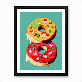 Two Pizza Donuts Art Print